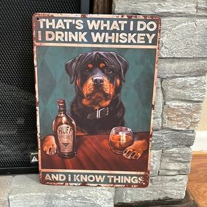 Cute little vintage metal sign! Cute dog.